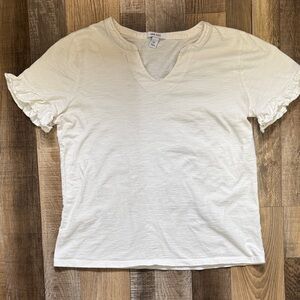 Nine West Cream Ruffle Sleeve Tee